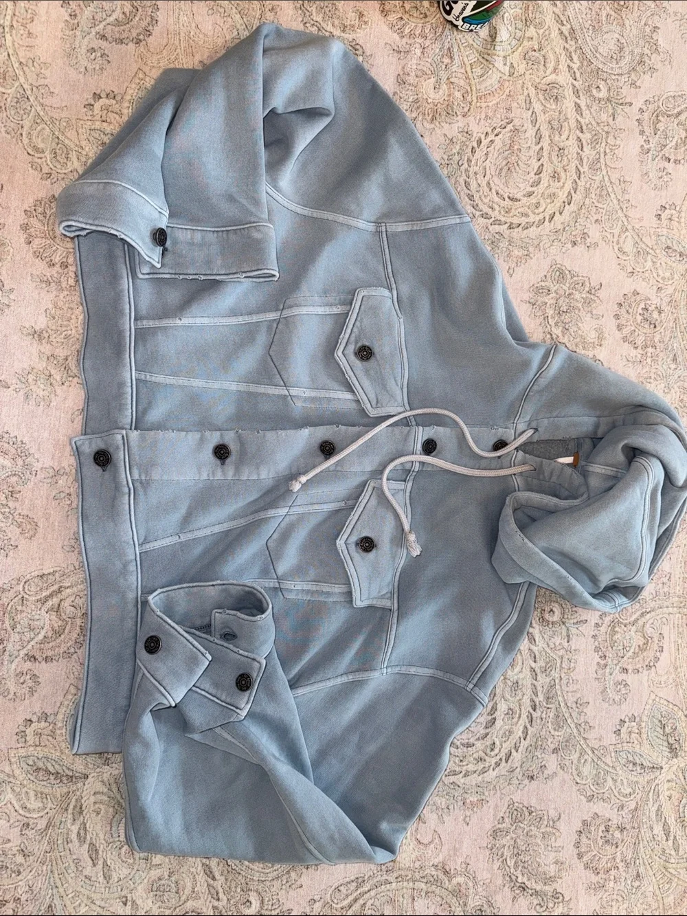 Free People Powder Blue Oversized Hooded Jacket